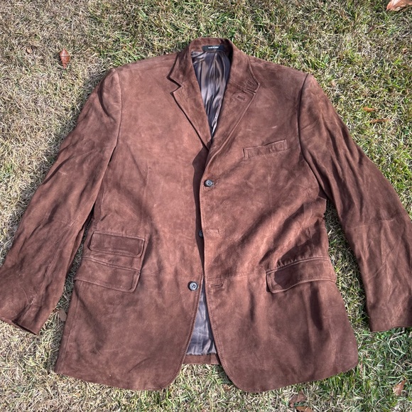 Vintage Ralph Lauren Men’s 46R suede & leather brown sport coat blazer